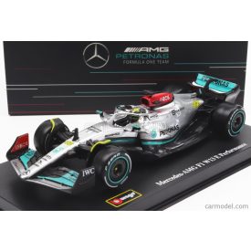   Burago MERCEDES F1 W13E TEAM MERCEDES-AMG PETRONAS F1 N 44 SEASON 2022 LEWIS HAMILTON - WITH HELMET AND PLASTIC SHOWCASE
