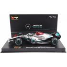 Burago MERCEDES F1 W13E TEAM MERCEDES-AMG PETRONAS F1 N 63 SEASON 2022 GEORGE RUSSEL - WITH HELMET AND PLASTIC SHOWCASE