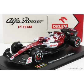   Burago ALFA ROMEO F1 C42 TEAM ORLEN RACING N 77 BAHRAIN GP 2022 VALTTERI BOTTAS - WITH HELMET AND PLASTIC SHOWCASE - EXCLUSIVE CARMODEL