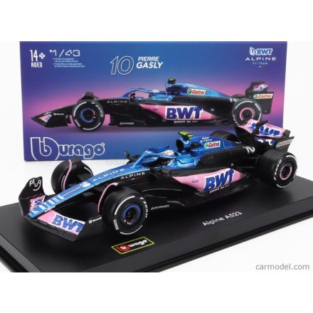BURAGO RENAULT F1 A523 TEAM BWT ALPINE F1 N 10 SEASON 2023 PIERRE GASLY - CON PILOTA E VETRINA - WITH PILOT AND SHOWCASE