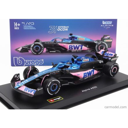 BURAGO RENAULT F1 A523 TEAM BWT ALPINE F1 N 31 SEASON 2023 ESTEBAN OCON - CON PILOTA E VETRINA - WITH PILOT AND SHOWCASE