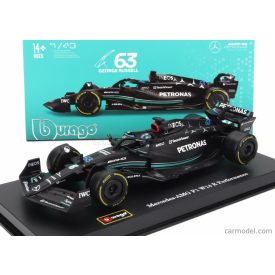   Burago MERCEDES F1 W14 TEAM MERCEDES-AMG PETRONAS FORMULA ONE N 63 SEASON 2023 GEORGE RUSSEL - CON PILOTA E VETRINA - WITH PILOT AND SHOWCASE