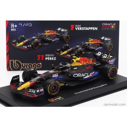 Burago Red Bull F1 RB19 TEAM ORACLE RED BULL RACING N 11 4th AUSTIN USA GP 2023 SERGIO PEREZ - WITH PILOT AND SHOWCASE