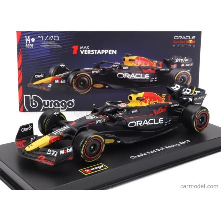 Burago Red Bull F1 RB19 TEAM ORACLE RED BULL RACING N 1 WORLD CHAMPION SEASON 2023 MAX VERSTAPPEN - CON PILOTA E VETRINA - WITH PILOT AND SHOWCASE