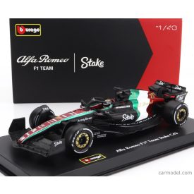   Burago ALFA ROMEO F1 C43 TEAM STAKE N 77 MONZA ITALY GP 2023 VALTTERI BOTTAS - WITH PILOT AND SHOWCASE