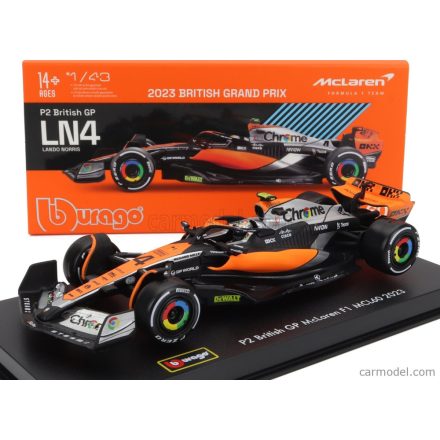 Burago McLAREN F1 MCL60 TEAM McLAREN N 4 SEASON 2023 LANDO NORRIS - CON PILOTA E VETRINA - WITH PILOT AND SHOWCASE
