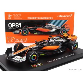   Burago McLAREN F1 MCL60 TEAM McLAREN N 81 SEASON 2023 OSCAR PIASTRI - CON PILOTA E VETRINA - WITH PILOT AND SHOWCASE
