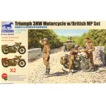 Bronco Triumph 3HW Motorcycle with MP Figure Se makett