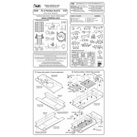 CMK Pz.Kpfw.V Panther - interior set contains photo-etched parts, transmission, drivers compartment, radio set, floor (Tamiya)