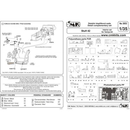 CMK StuH 42 interior set. Contains detailed interior including photo-etched parts (Tamiya)