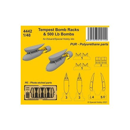 CMK Tempest Bomb Racks & 500 Lb Bombs (Eduard, Special Hobby)