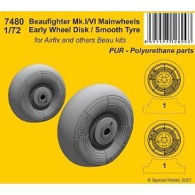  CMK Beaufighter Mk.I/VI Mainwheels Early Wheel Disk / Smooth Tyre (Airfix)