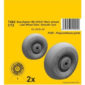  CMK Beaufighter Mk.VI/X/21 Main wheels Late Wheel Disk / Smooth Tyre (Airfix)