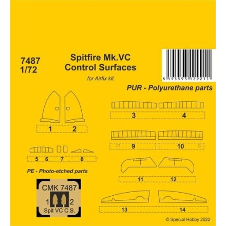 CMK Spitfire Mk.VC Control Surfaces (Airfix)