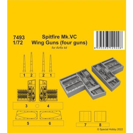 CMK Spitfire Mk.VC Wing Guns (four guns) (Airfix)