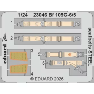 Eduard Bf 109G-5/6 seatbelts STEEL for Airfix fotómaratás