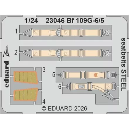 Eduard Bf 109G-5/6 seatbelts STEEL (Airfix)