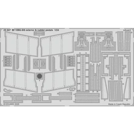 Eduard Bf 109G-5/6 exterior & rudder pedals (Airfix)