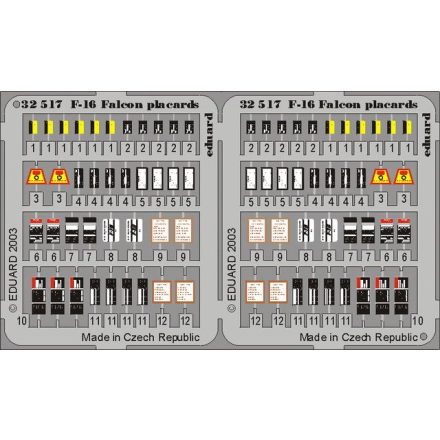 Eduard F-16 placards