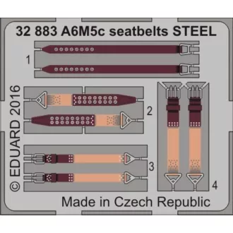 Eduard A6M5c seatbelts STEEL for Hasegawa fotómaratás