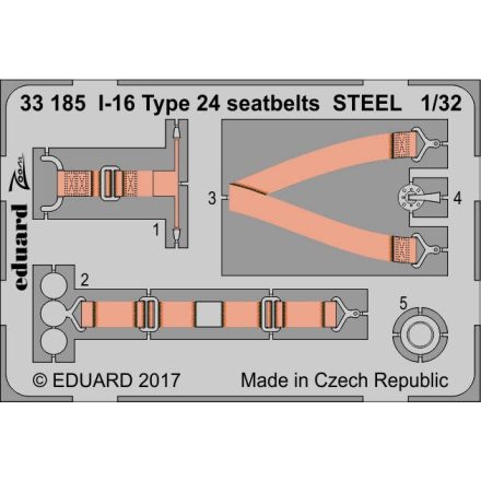 Eduard I-16 Type 24 seatbets STEEL (ICM)