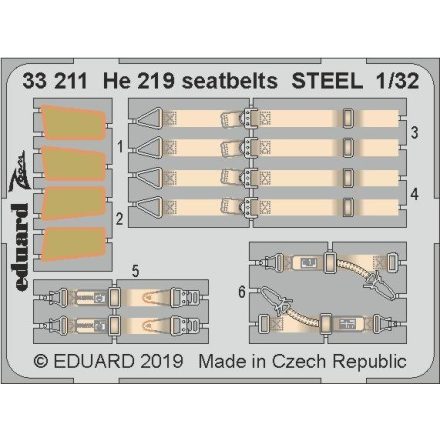 Eduard He 219 seatbelts STEEL (Revell)
