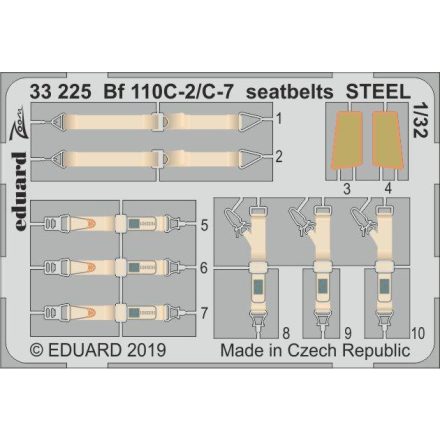 Eduard Bf 110C-2/ C-7 seatbelts STEEL (Revell)