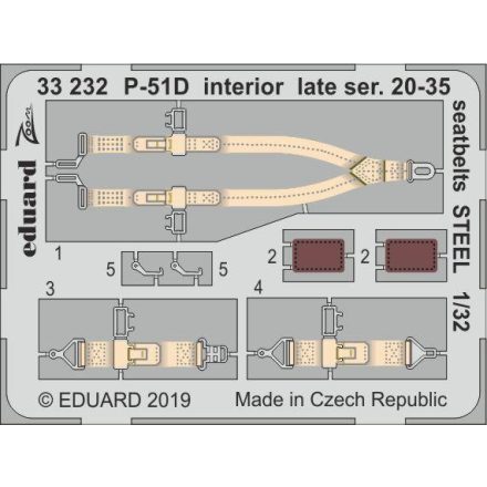 Eduard P-51D interior late ser. 20-35 seatbelts STEEL (Tamiya)