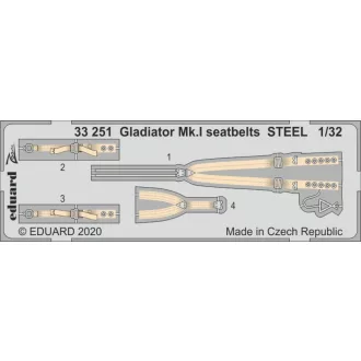 Eduard Gladiator Mk.I seatbelts STEEL for ICM fotómaratás