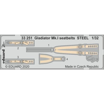 Eduard Gladiator Mk. I seatbelts STEEL (ICM)
