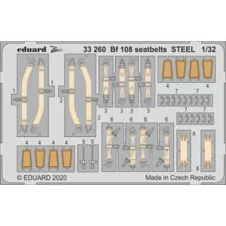 Eduard Bf 108 seatbelts STEEL for Eduard fotómaratás