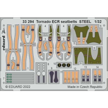 Eduard Tornado ECR seatbelts STEEL (Italeri)
