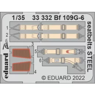 Eduard Bf 109G-6 seatbelts STEEL fotómaratás