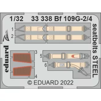 Eduard Bf 109G-2/4 seatbelts STEEL for REVELL fotómaratás