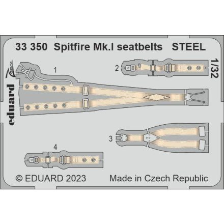 Eduard Spitfire Mk. I seatbelts STEEL (Kotare)