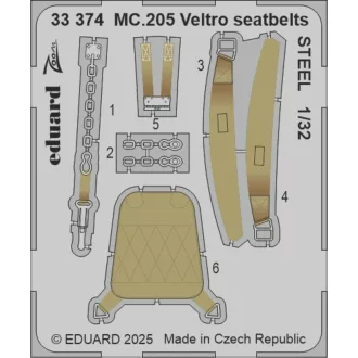 Eduard MC.205 Veltro seatbelts STEEL ITALERI fotómaratás