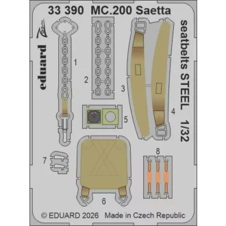   Eduard MC.200 Saetta seatbelts STEEL for Italeri fotómaratás