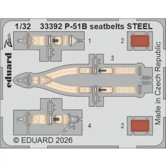 Eduard P-51B seatbelts STEEL for Eduard fotómaratás