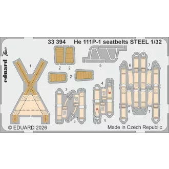 Eduard He 111P-1 seatbelts STEEL for Revell fotómaratás