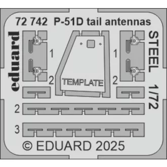 Eduard P-51D tail antennas STEEL fotómaratás