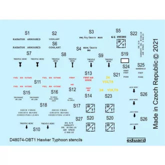 Eduard Hawker Typhoon stencils for HASEGAWA matrica