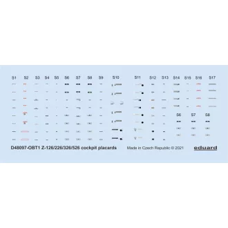 Eduard Z-126/226/326/526 cockpit placards EDUARD matrica