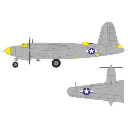 Eduard B-26F Marauder US national insignia (ICM) maszkoló
