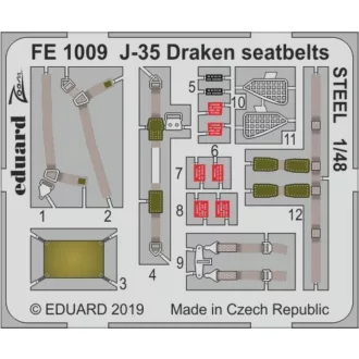   Eduard J-35 Draken seatbelts STEEL for Hasegawa fotómaratás