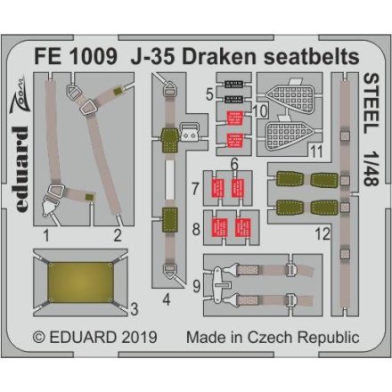 Eduard J-35 Draken seatbelts STEEL (Hasegawa)