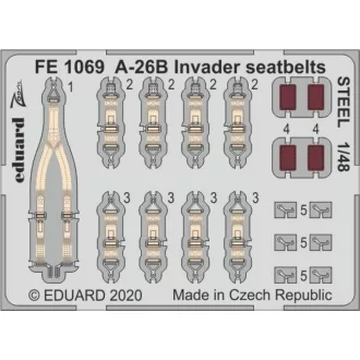 Eduard A-26B Invader seatbelts STEEL for ICM fotómaratás