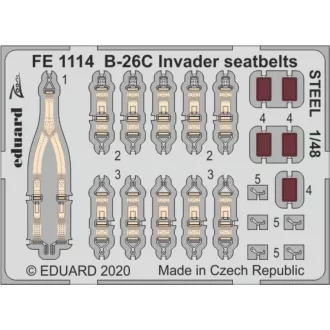 Eduard B-26C Invader seatbelts STEEL for ICM fotómaratás