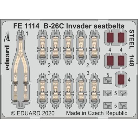 Eduard B-26C Invader seatbelts STEEL (ICM)