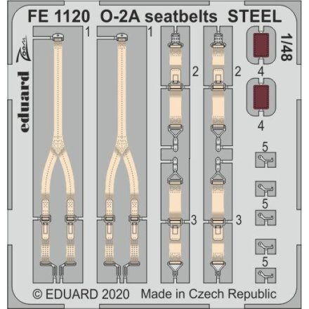 Eduard O-2A seatbelts STEEL (ICM)