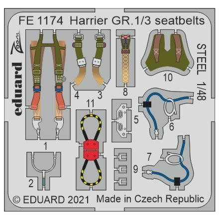 Eduard Harrier GR.1/3 seatbelts STEEL (Kinetic Model)